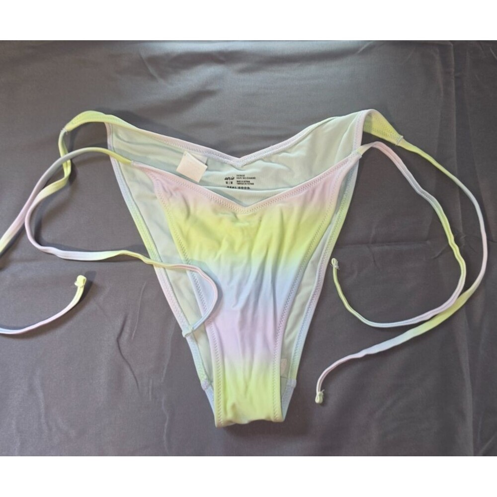 Aerie String Tie Swim Bathing Suit Bottom Cheekiest New Medium M Green Purple